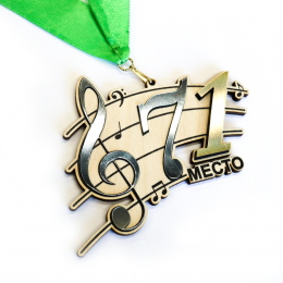 Медаль из дерева с пластиком 2-слойная, с гравировкой