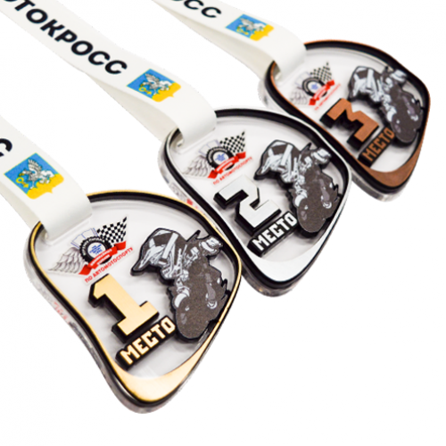 Медаль из акрила с платиком 3-слойная (один слой пластика) с УФ-печатью