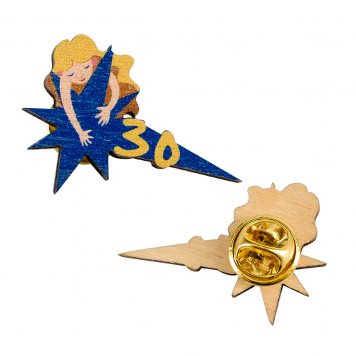 Значок деревянный с УФ-печатью