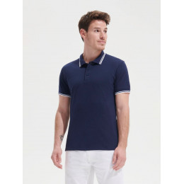 Рубашка поло мужская Pasadena Men 200 с контрастной отделкой, серый меланж с оранжевым