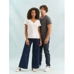 Футболка унисекс Regent с V-образным вырезом, молочно-белая