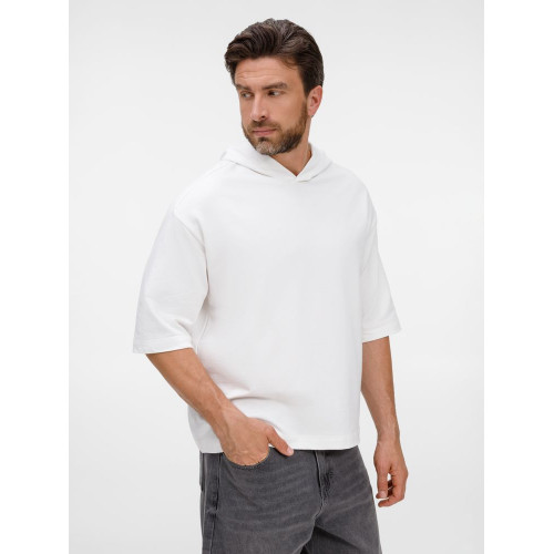 Футболка оверсайз унисекс с капюшоном Neofit, молочно-белая