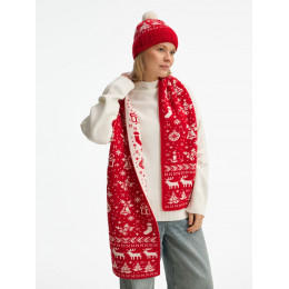 Шарф Holidale, красный с молочным