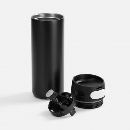 Термостакан X1 с цветной кнопкой, черный с белым