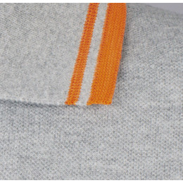 Рубашка поло мужская Pasadena Men 200 с контрастной отделкой, серый меланж с оранжевым