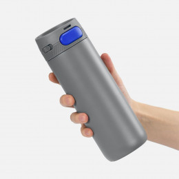 Термостакан X1 с цветной кнопкой, серый с синим