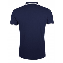 Рубашка поло мужская Pasadena Men 200 с контрастной отделкой, темно-синяя с белым