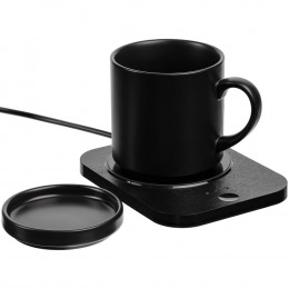 Кружка с подогревом и беспроводной зарядкой dualBase plus, черная