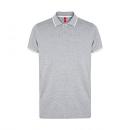 Рубашка-поло мужская SPECTRUM, к/р, св.-сер. меланж/бел, S, 100% хлопок, плотность 195 г/м2